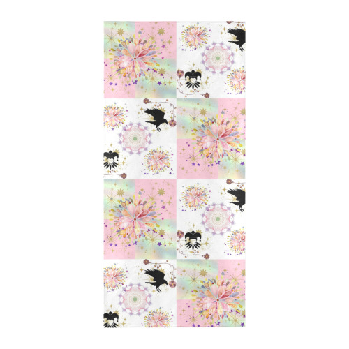 Secret Garden With Harlequin and Crow Patch Artwork Beach Towel 32"x 71"
