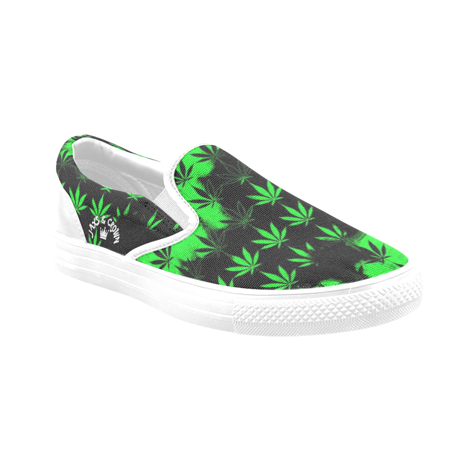 Jaxs n crown print marijuana Men's Unusual Slip-on Canvas Shoes (Model 019)