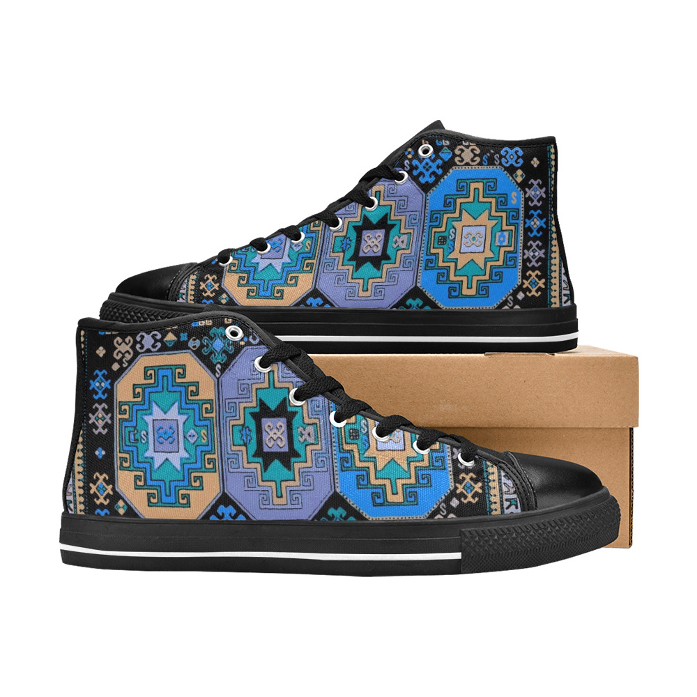 Folk Art Women's Classic High Top Canvas Shoes (Model 017)