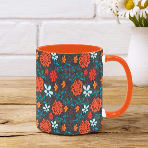 Pretty floral pattern Custom Inner Color Mug (11oz)