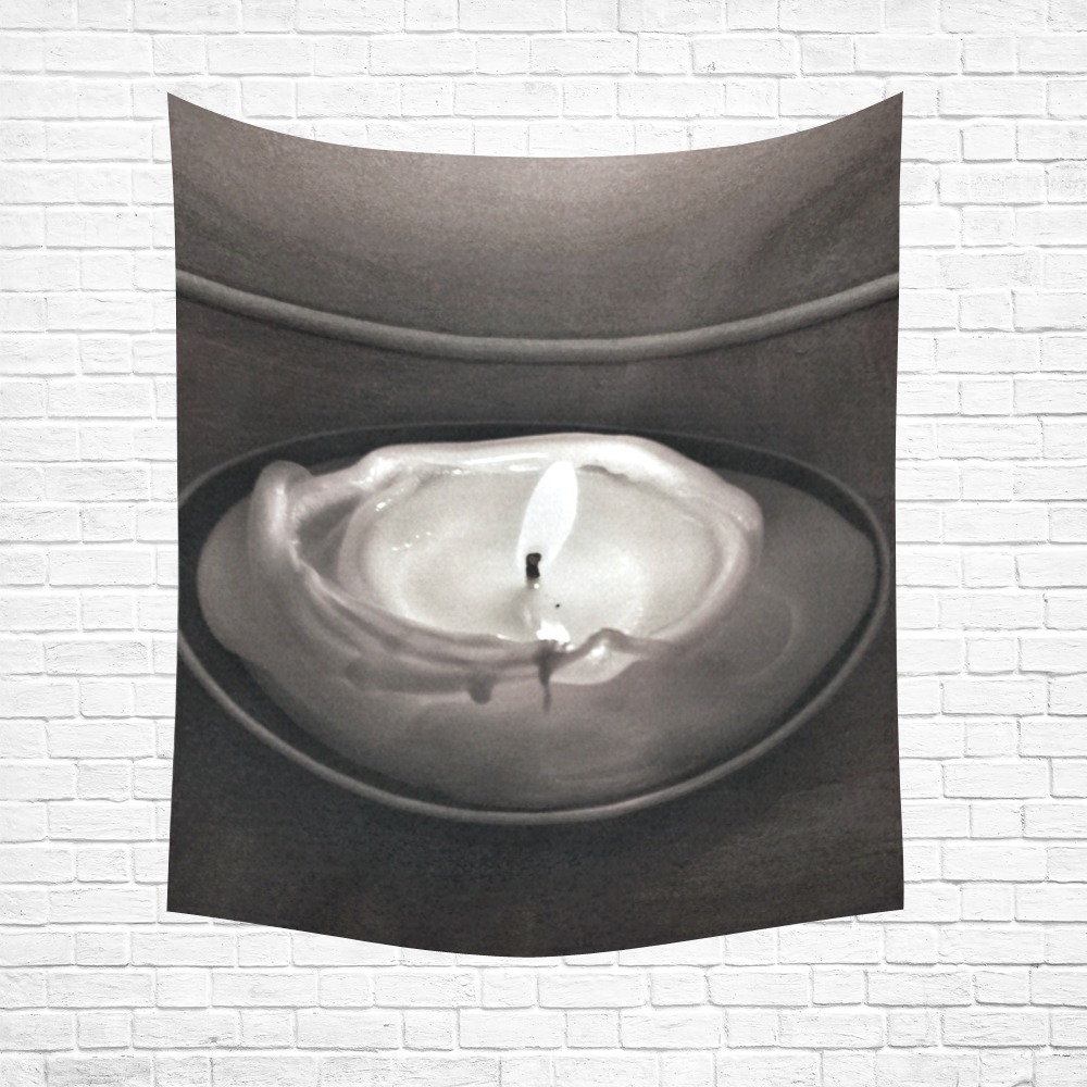 Melting Candle Black and White Cotton Linen Wall Tapestry 51"x 60"