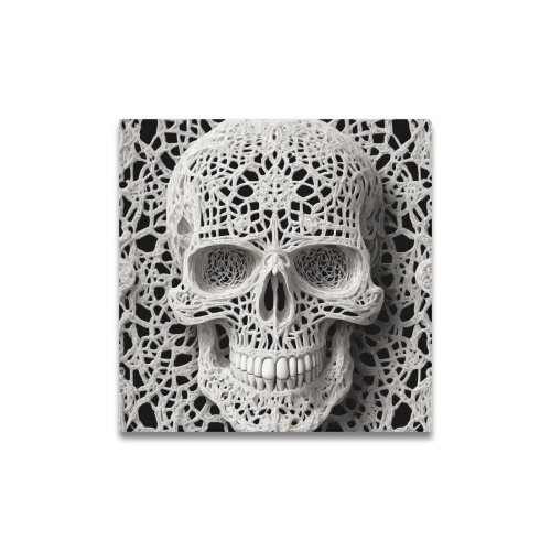 Funny elegant skull made of lace macrame Upgraded Canvas Print 16"x16"