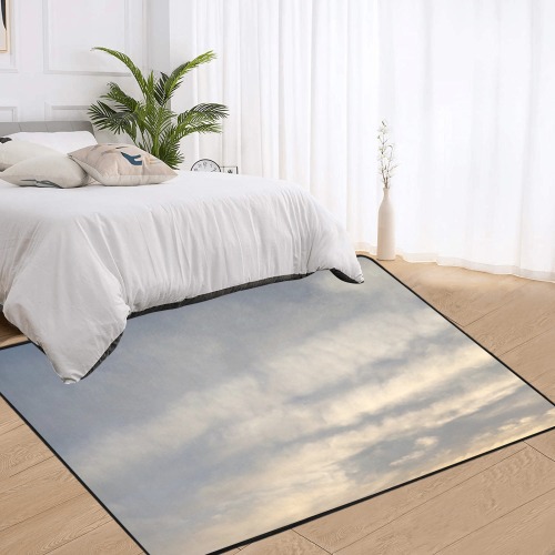 Rippled Cloud Collection Area Rug with Black Binding 7'x5'