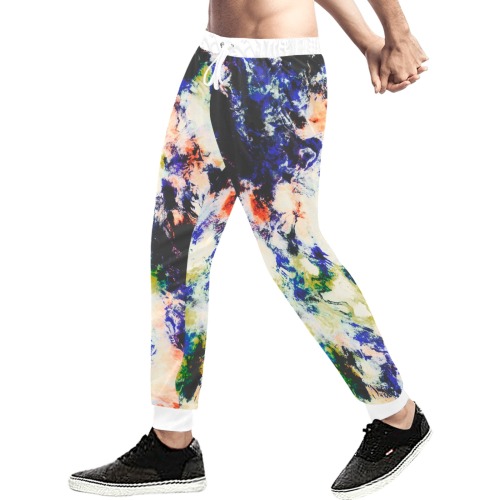 Modern watercolor colorful marbling Men's All Over Print Sweatpants (Model L11)