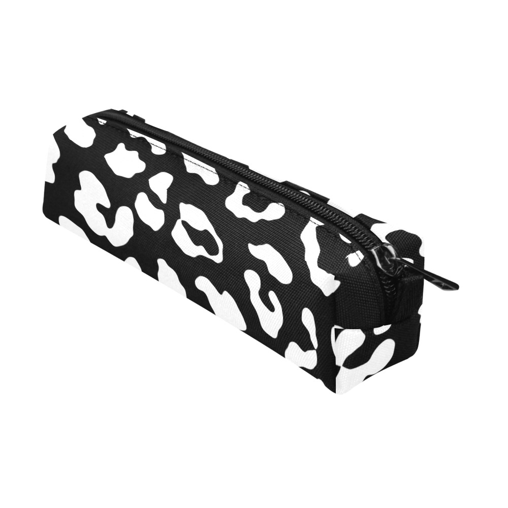 Leopard Print Black White Pencil Pouch/Small (Model 1681)