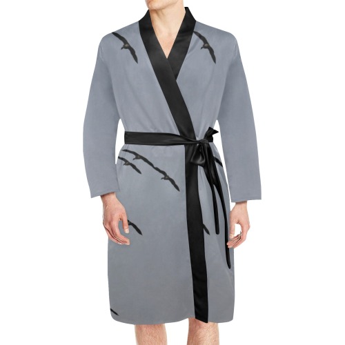 Evening Flight Men's Long Sleeve Belted Night Robe (Model H56)