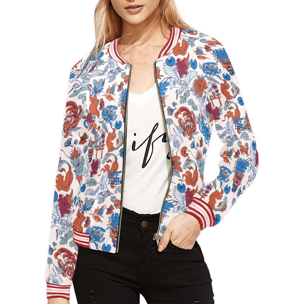 Wild Asian pattern I All Over Print Bomber Jacket for Women (Model H21)