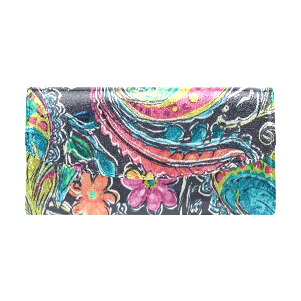 Paisley #1 Women's Flap Wallet (Model 1707)