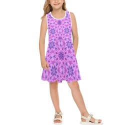 Lavender Floral Abstract Girls' Sleeveless Sundress (Model D56)