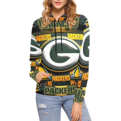 GreenBayPackers Hoodie All Over Print Hoodie for Women (USA Size) (Model H13)