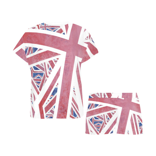 Abstract Union Jack British Flag Collage Women's Short Pajama Set