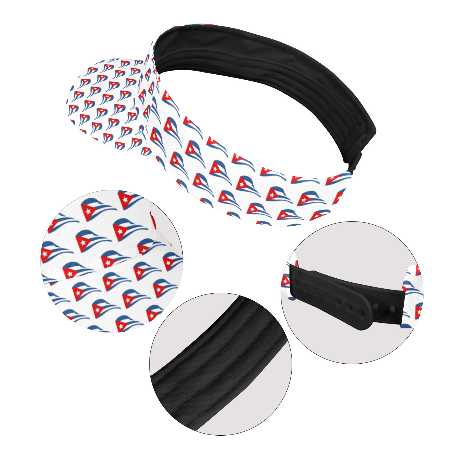 Flapping Cuban Flags All Over Print Sports Visor