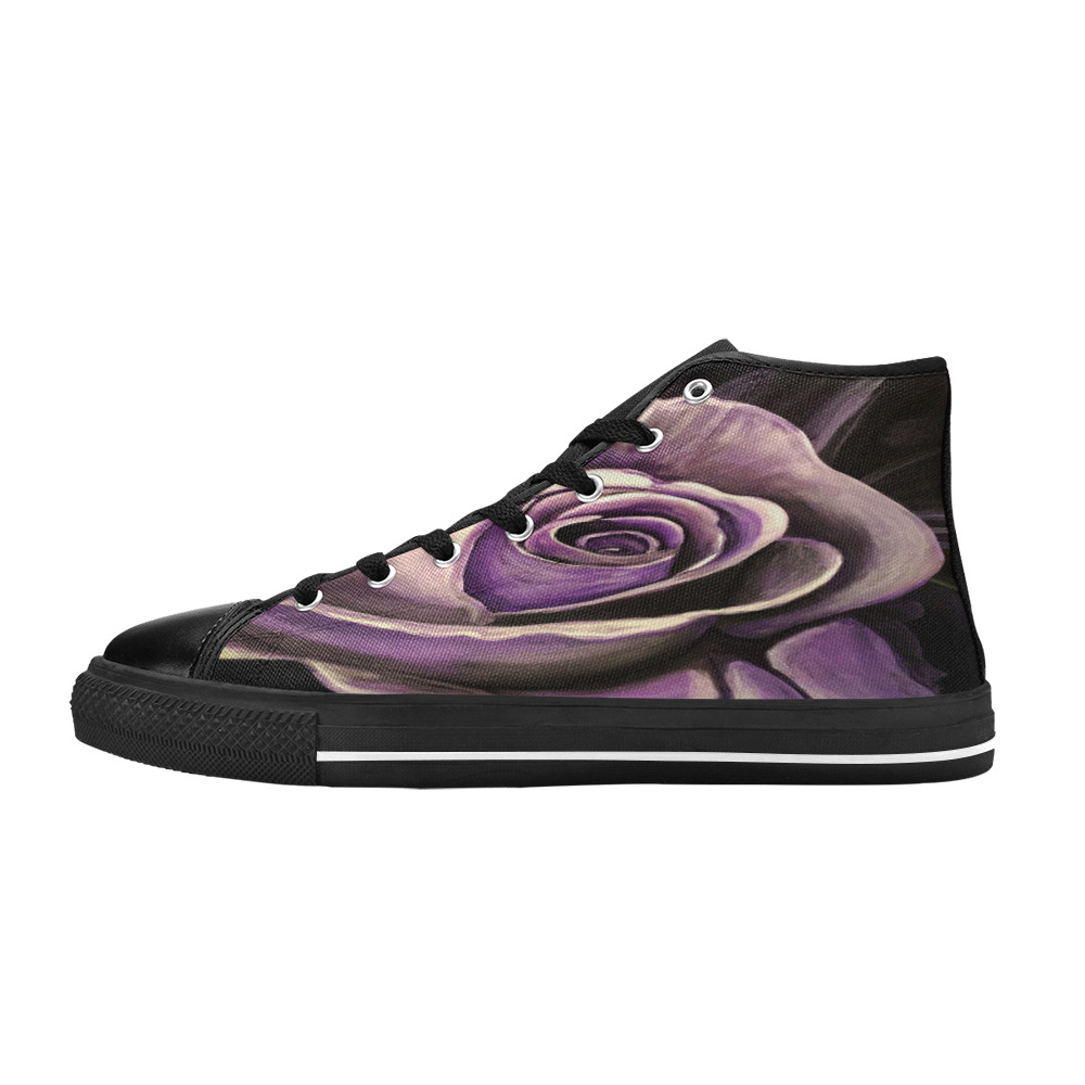 Purple Rose Women's Classic High Top Canvas Shoes (Model 017)