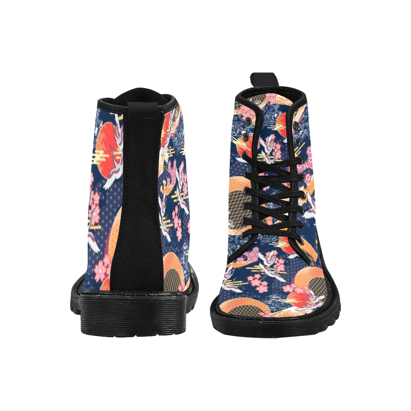 CRANE MOON Martin Boots for Women (Black) (Model 1203H)