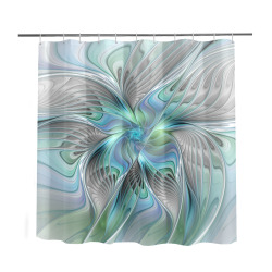 Abstract Blue Green Butterfly Fantasy Fractal Art Shower Curtain 69"x72"