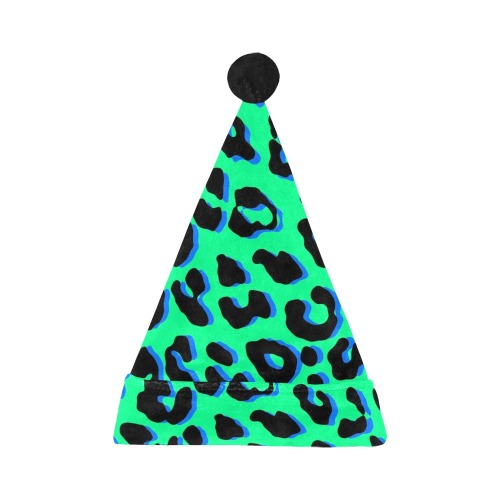 Leopard Print Green Santa Hat