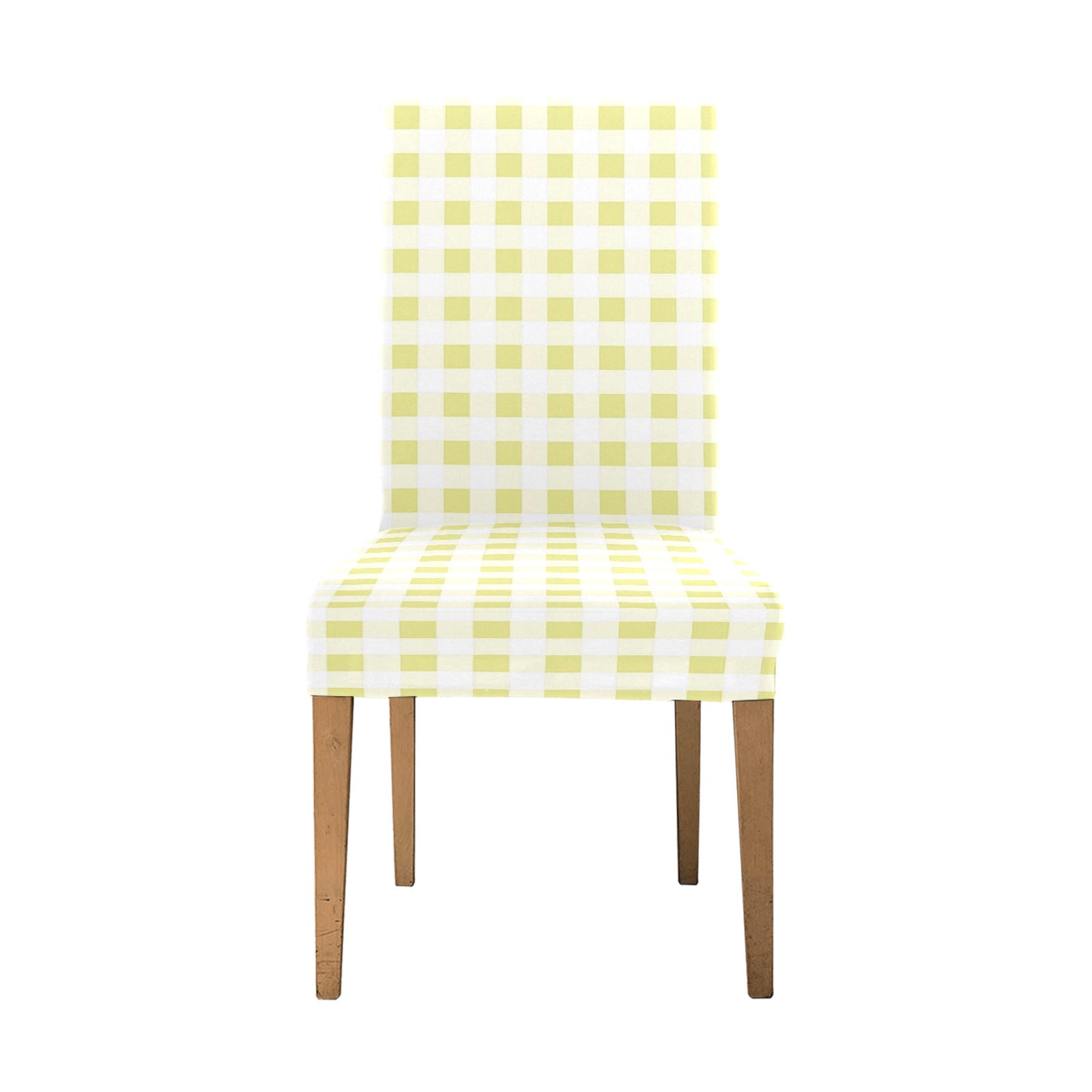 Pale Yellow Gingham Removable Dining Chair Cover