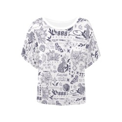 Inspirational tattoo pattern BL 3 Women's Batwing-Sleeved Blouse T shirt (Model T44)