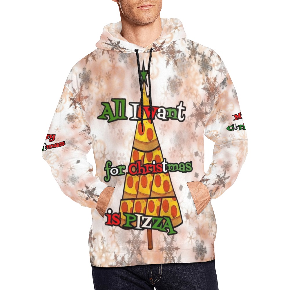 Christmas Pizza by Nico Bielow All Over Print Hoodie for Men (USA Size) (Model H13)