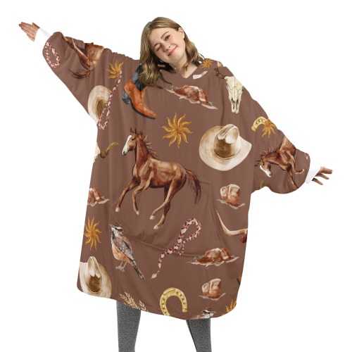 Adult WildWest Pattern 2 Blkt Hoodie