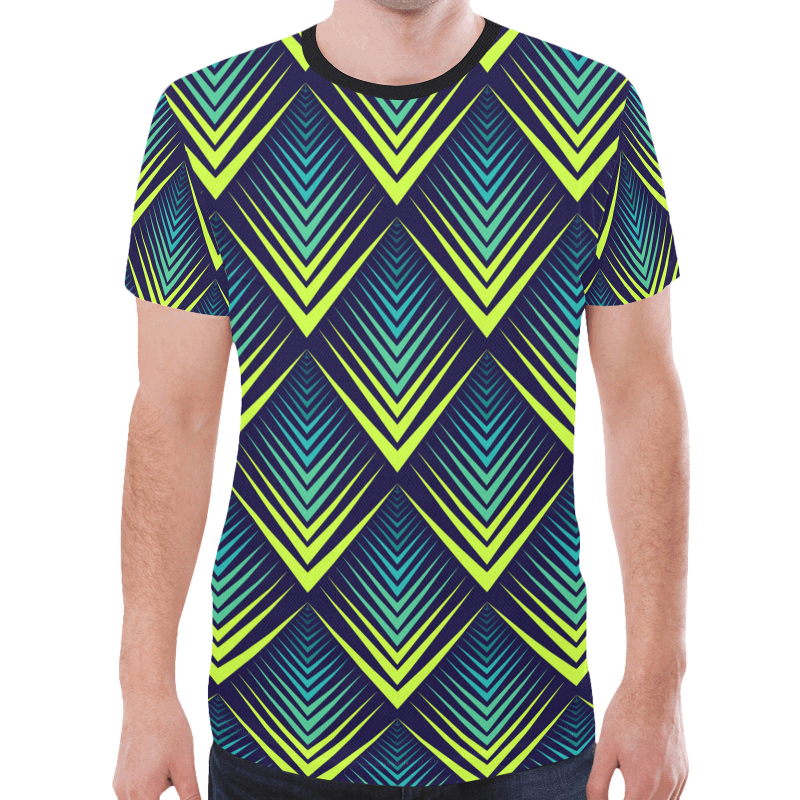 Teal Lime Green Arrows Pattern New All Over Print T-shirt for Men (Model T45)