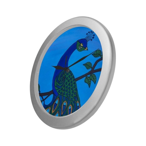 Peacock 2021 Silver Color Wall Clock