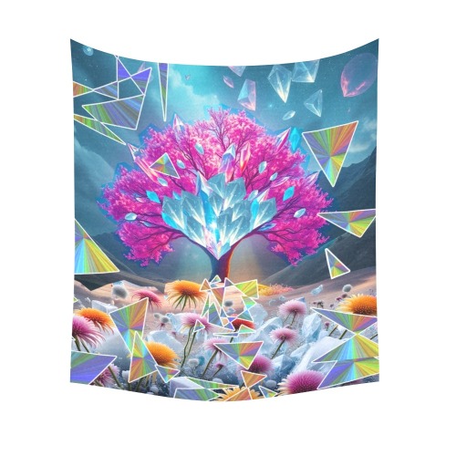 Crystal Tree of Light Cotton Linen Wall Tapestry 51"x 60"