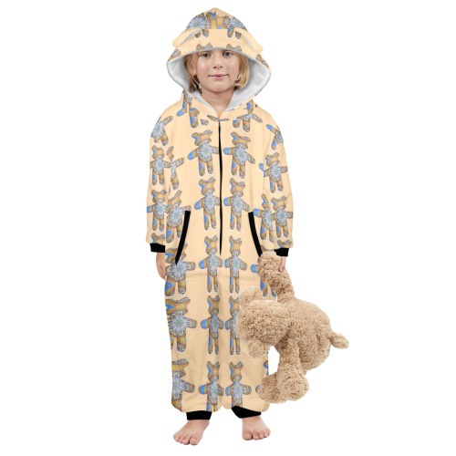 nounours 3 i One-Piece Zip up Hooded Pajamas for Little Kids
