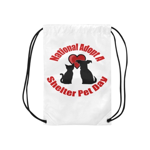 National Adopt A Shelter Pet Day Small Drawstring Bag Model 1604 (Twin Sides) 11"(W) * 17.7"(H)