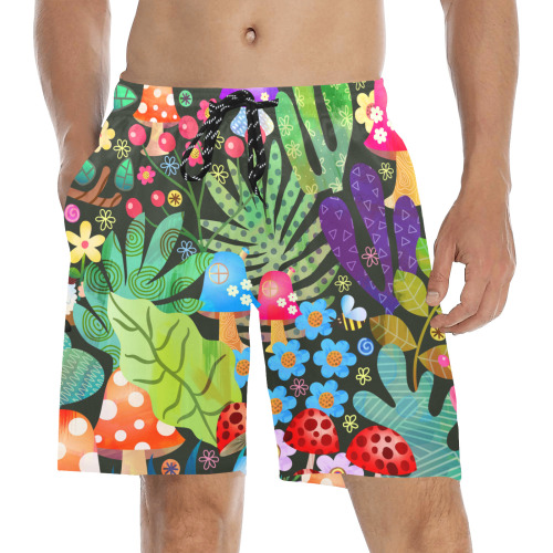 Enchanted Forest Fairytale Garden Rustic Scene Men's Mid-Length Beach Shorts (Model L51)