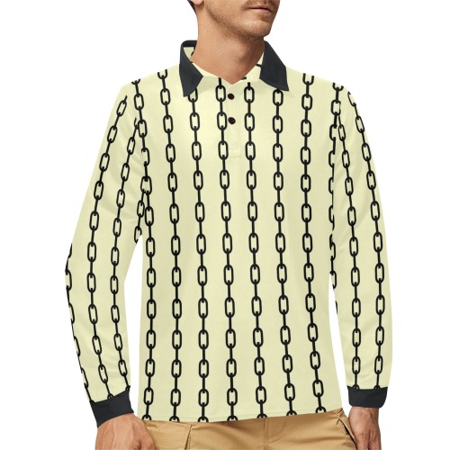 Chains Men's Long Sleeve Polo Shirt (Model T73)