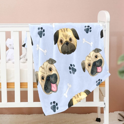 Pug Baby Blanket - Large Baby Blanket 40"x50"