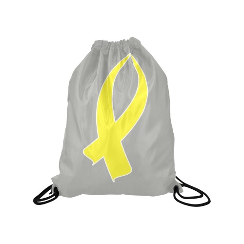 Awareness Ribbon (Yellow) Medium Drawstring Bag Model 1604 (Twin Sides) 13.8"(W) * 18.1"(H)