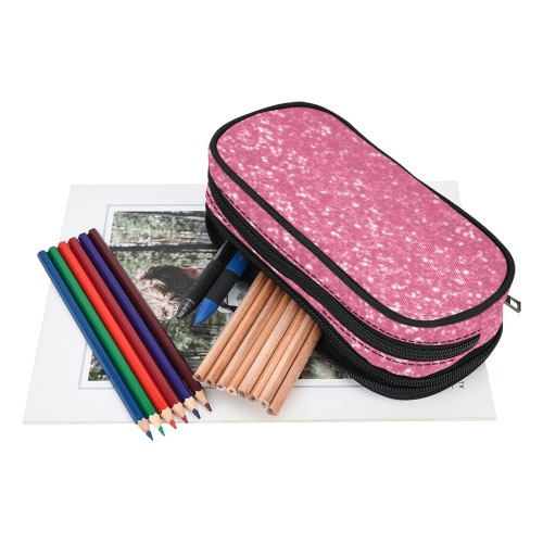 Magenta light pink red faux sparkles glitter Pencil Pouch/Large (Model 1680)