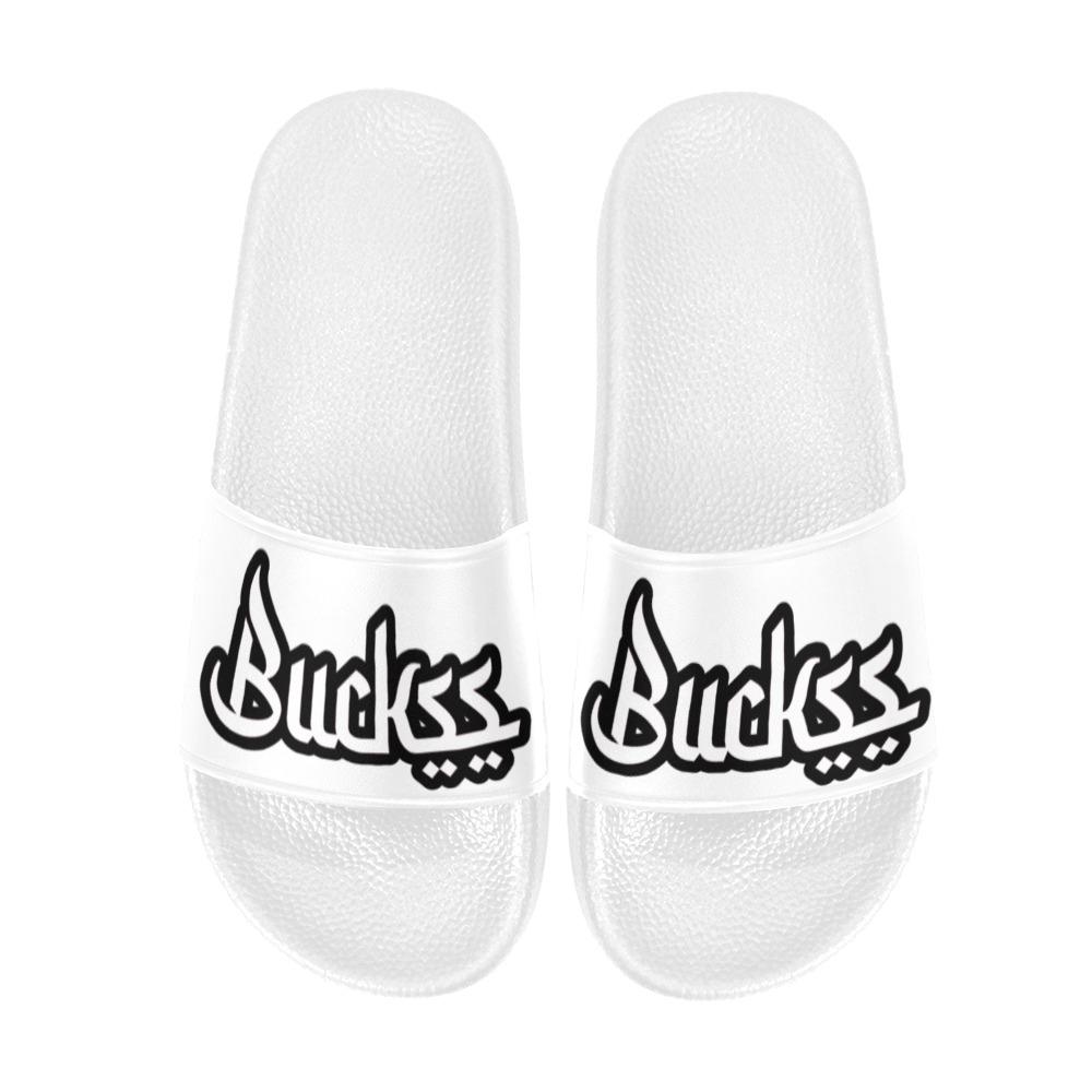 Buckss Women Slides White Women's Slide Sandals (Model 057)