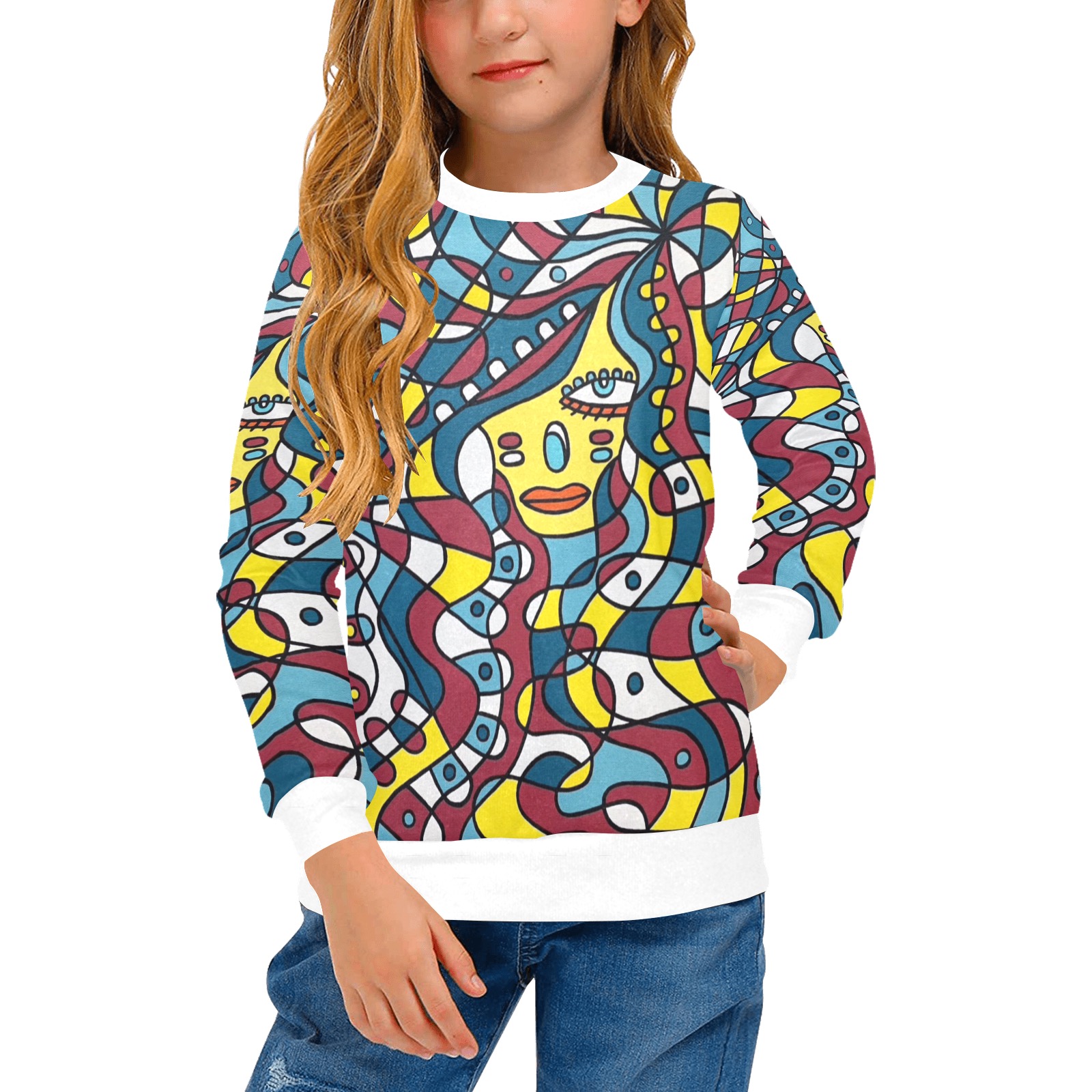 Feisty Girls' All Over Print Crew Neck Sweater (Model H49)
