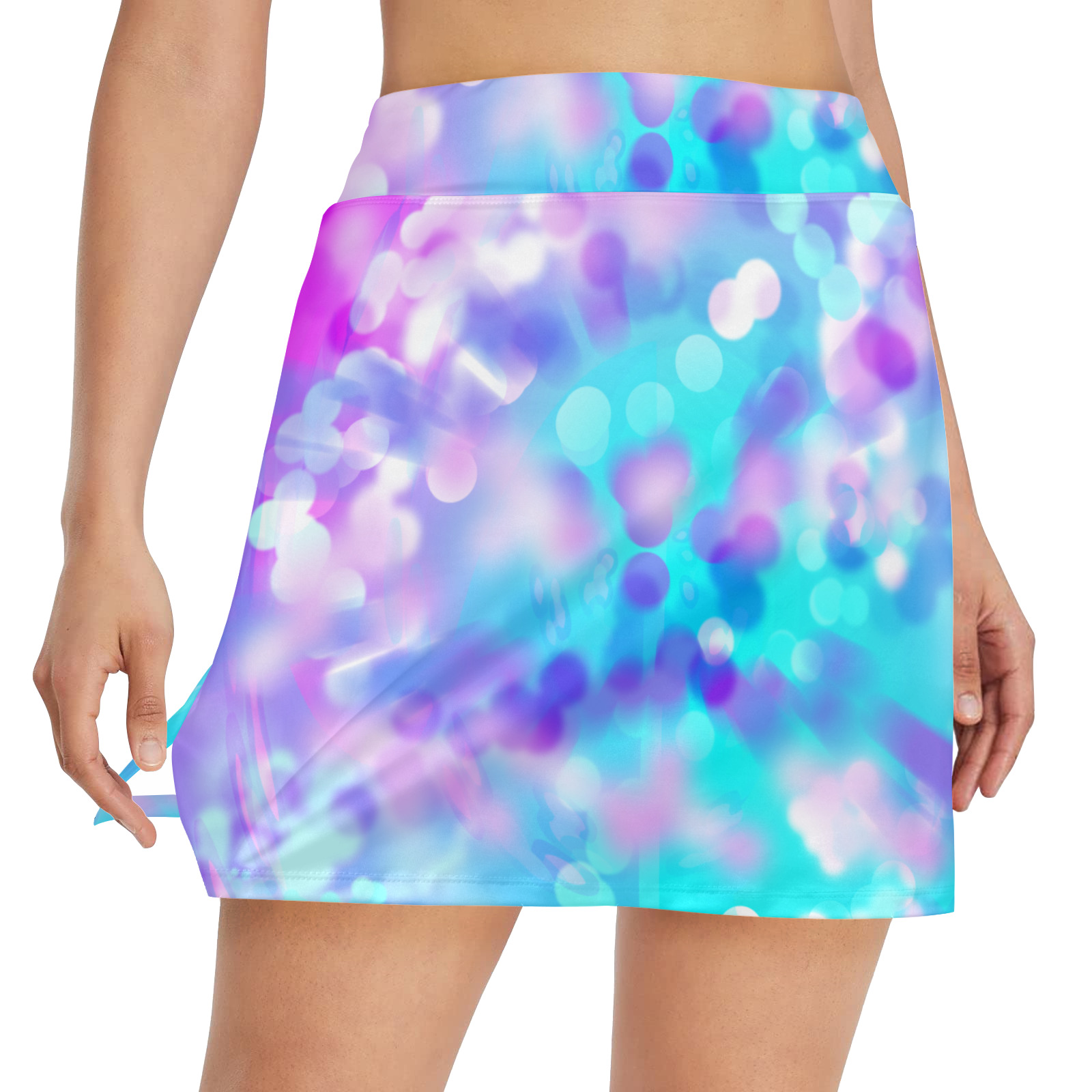 Purple And Blue Bokeh 7518 Women's Golf Skirt with Pockets (Model D64)