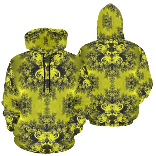 Summer Sunflowers Frost Fractal All Over Print Hoodie for Men (USA Size) (Model H13)