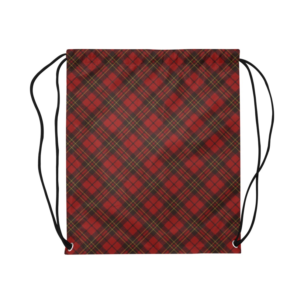 Red tartan plaid winter Christmas pattern holidays Large Drawstring Bag Model 1604 (Twin Sides)  16.5"(W) * 19.3"(H)