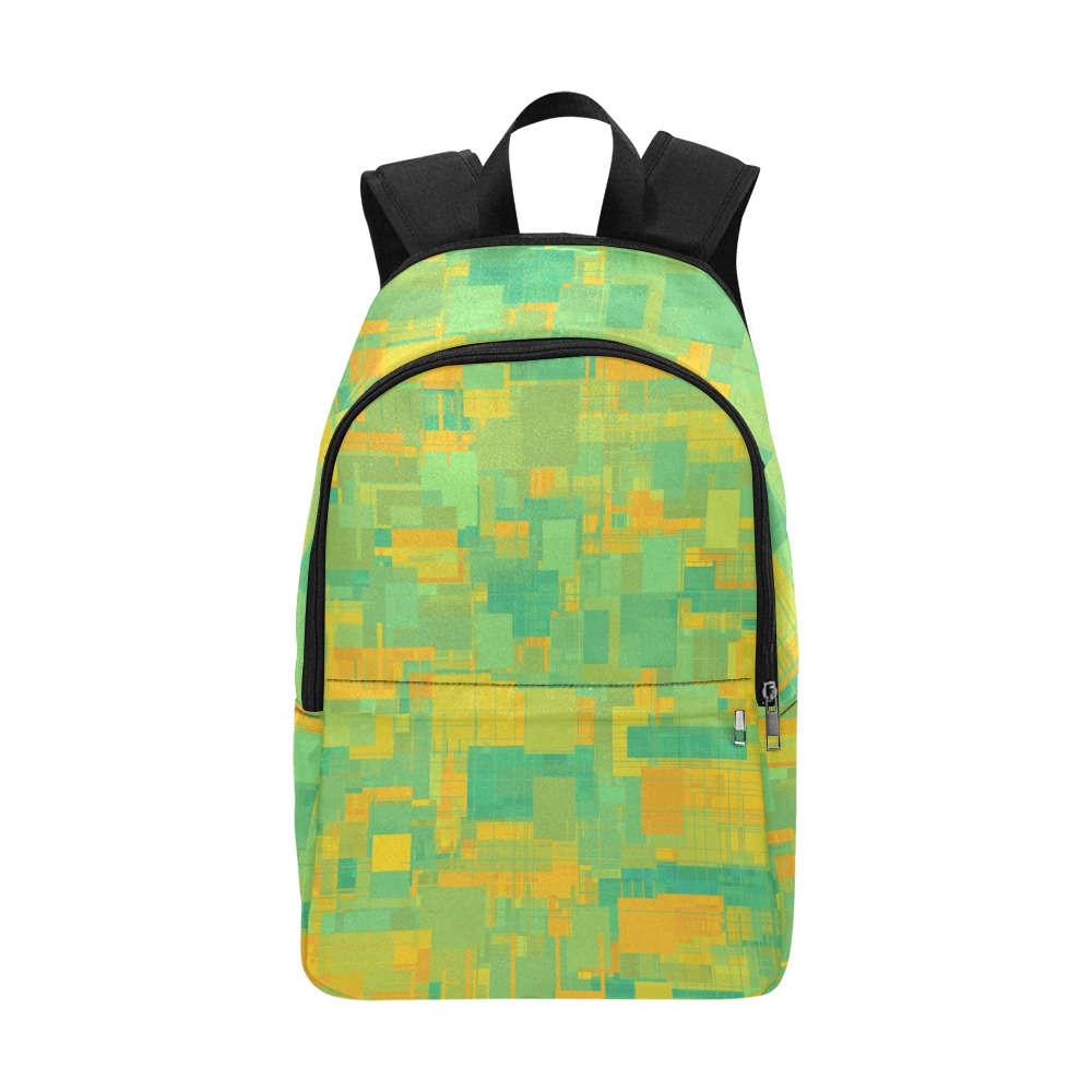 Random Shapes Pattern (Green/Yellow) Fabric Backpack for Adult (Model 1659)