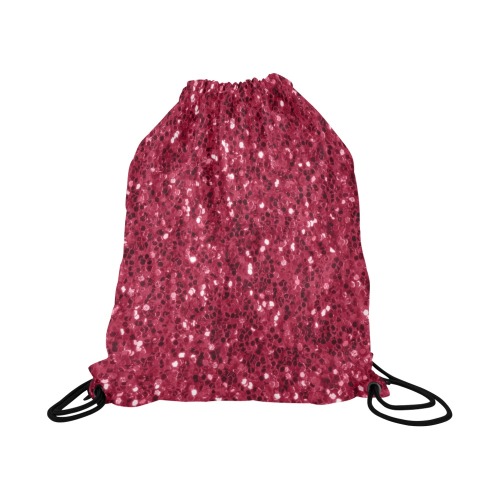 Magenta dark pink red faux sparkles glitter Large Drawstring Bag Model 1604 (Twin Sides)  16.5"(W) * 19.3"(H)