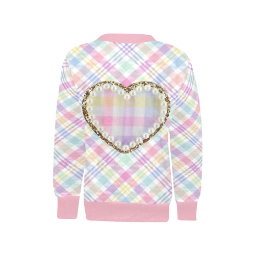 rainbowplaidsweatshirt Girls' All Over Print Crew Neck Sweater (Model H49)