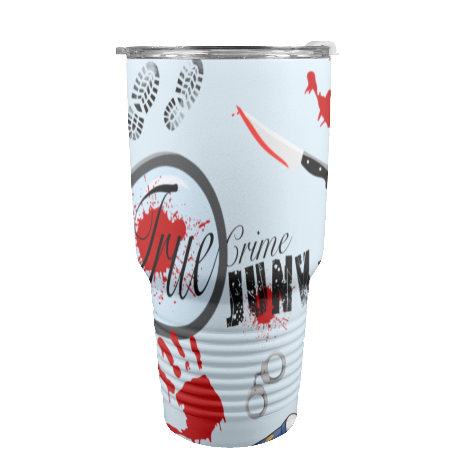 True Crime Junkie Tumbler 30oz Insulated Stainless Steel Mobile Tumbler