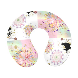 Secret Garden With Harlequin and Crow Patch Artwork U-Shape Travel Pillow