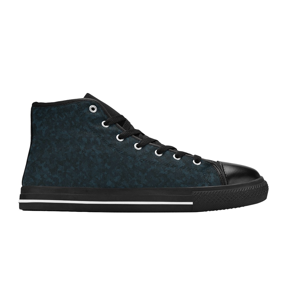 blue paisley Men’s Classic High Top Canvas Shoes (Model 017)