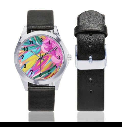 bb g5y55 Unisex Silver-Tone Round Leather Watch (Model 216)