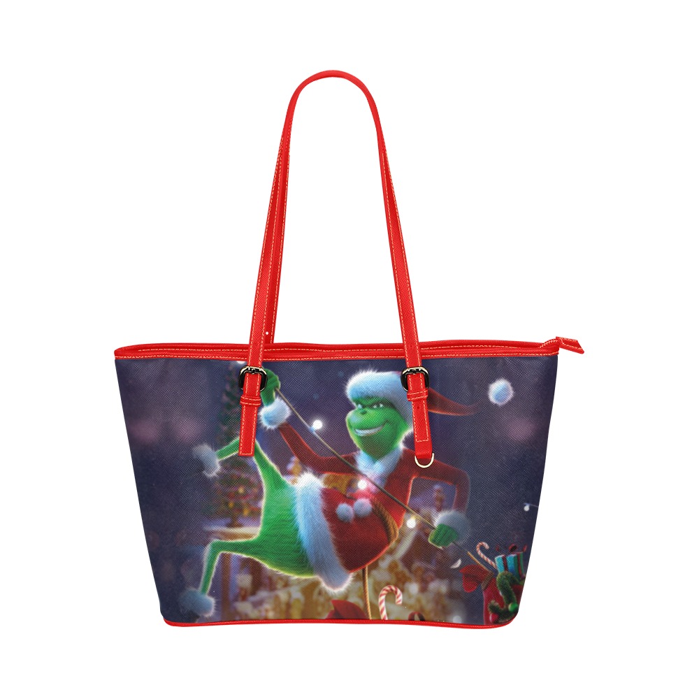 Grinch Tote Bag Leather Tote Bag/Large (Model 1651)