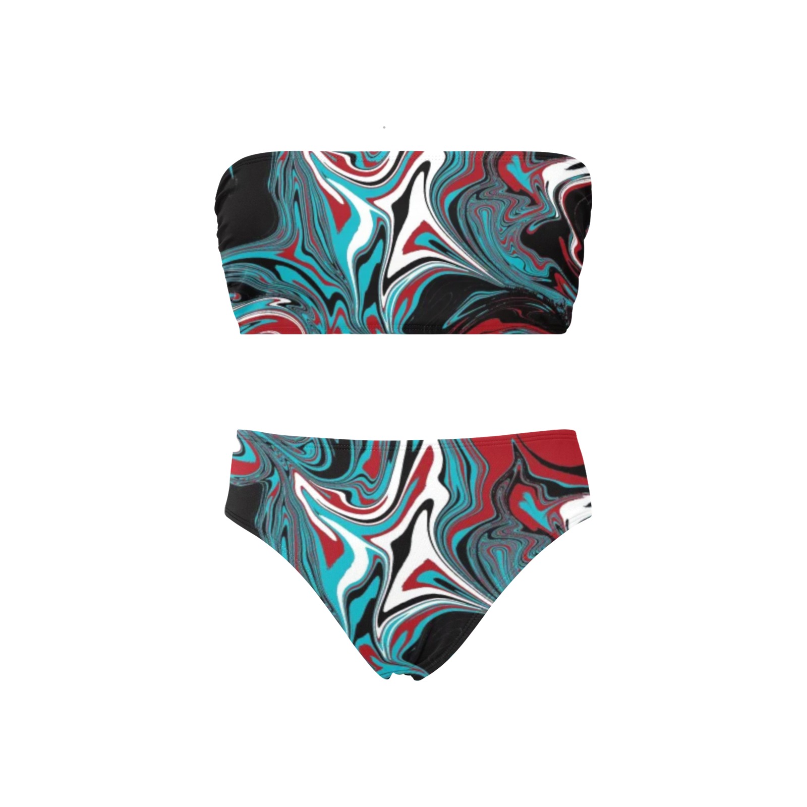 Dark Wave of Colors Chest Wrap Bikini Swimsuit (Model S36)