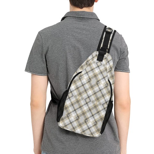 Grey Plaid Chest Bag Men's Casual Chest Bag (Model 1729)
