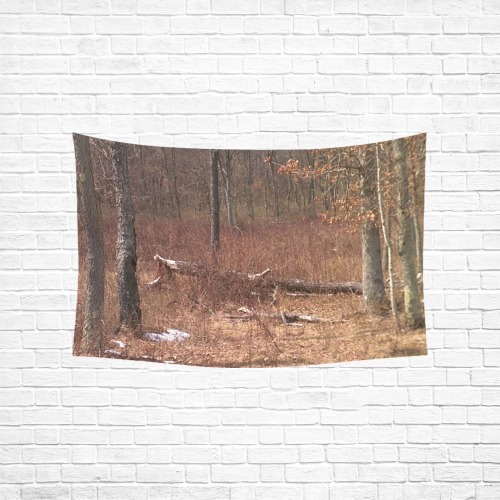 Falling tree in the woods Polyester Peach Skin Wall Tapestry 60"x 40"